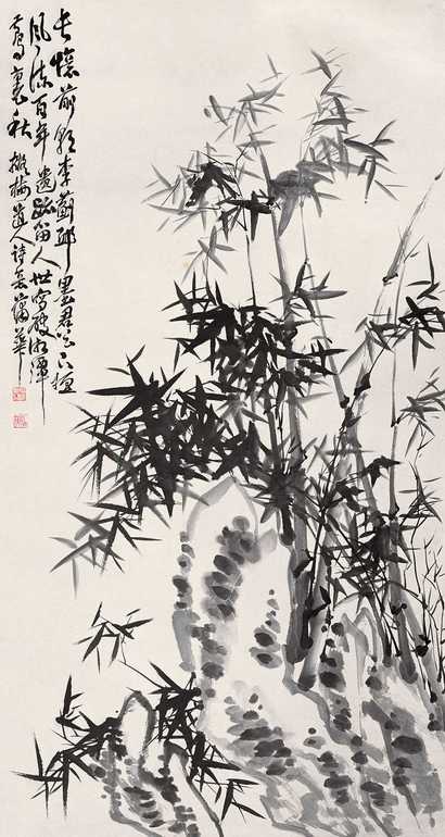 蒲华 竹 立轴